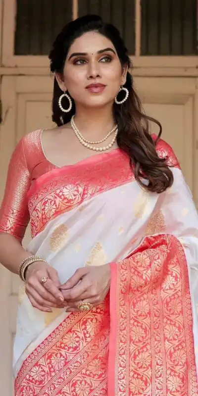 White Soft Lichi Silk Rich Pallu Saree | Sarees, Bollywood Sarees, Creative Sarees, Designer Sarees, Embroidered Sarees, Ethnic Saree, Modern Digital sarees, Party Wear Sarees