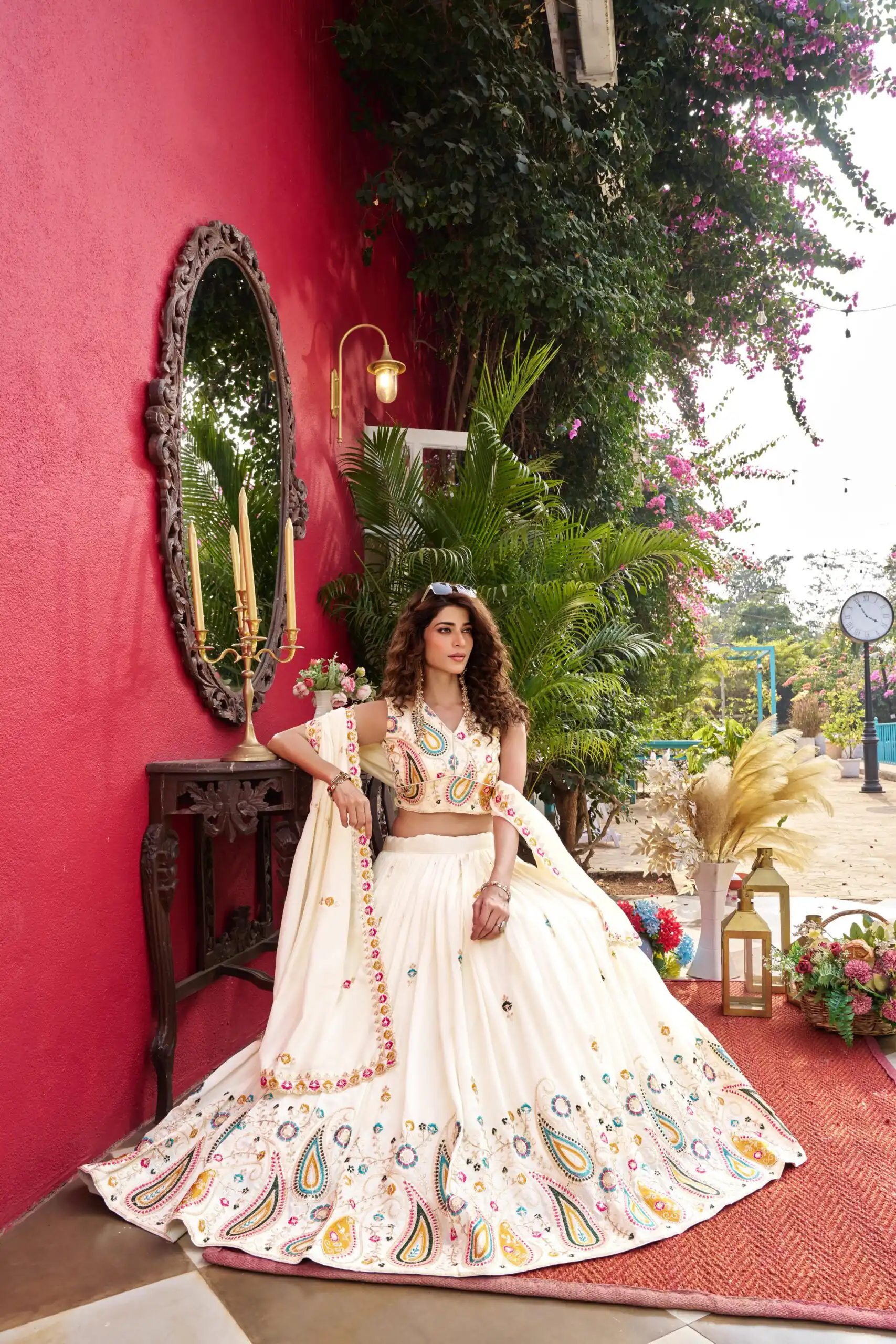 White Vichitra Embroidery Work Lehenga Choli | Lehenga, Bollywood Lehenga, Creative Lehenga, Designer Lehenga, Embroidered Lehenga, Party Wear Lehenga
