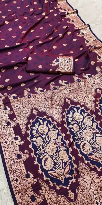 Wine Banarasi Lace Zari Work Saree | Sarees, Bollywood Sarees, Creative Sarees, Designer Sarees, Embroidered Sarees, Ethnic Saree, Modern Digital sarees, Party Wear Sarees