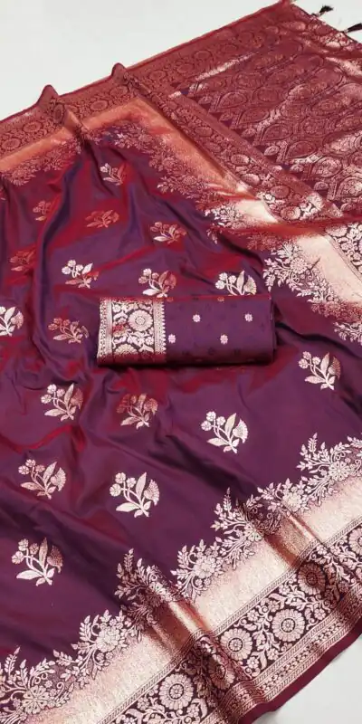 Wine Banarasi Silk Weaving Lace Zari Work Saree | Sarees, Bollywood Sarees, Creative Sarees, Designer Sarees, Embroidered Sarees, Ethnic Saree, Modern Digital sarees, Party Wear Sarees