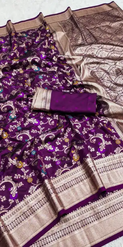 Wine Banarasi Silk With Zari Lace Work Saree | Sarees, Bollywood Sarees, Creative Sarees, Designer Sarees, Embroidered Sarees, Ethnic Saree, Modern Digital sarees, Party Wear Sarees