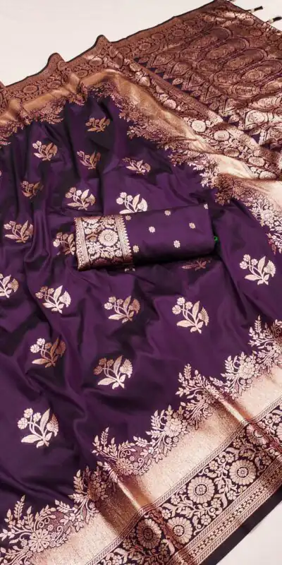 Wine Banarasi Silk Zari Lace Work Saree | Sarees, Bollywood Sarees, Creative Sarees, Designer Sarees, Embroidered Sarees, Ethnic Saree, Modern Digital sarees, Party Wear Sarees