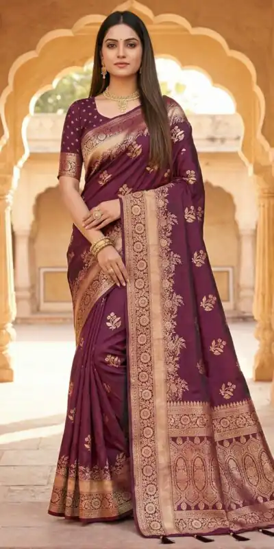 Wine Banarasi Zari Lace Work Saree | Sarees, Bollywood Sarees, Creative Sarees, Designer Sarees, Embroidered Sarees, Ethnic Saree, Modern Digital sarees, Party Wear Sarees