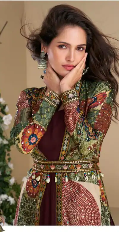 Wine Blooming Georgette Mirror Work Embroider Kurti | Kurti, Bollywood Kurti, Creative Kurtis, Designer Kurti, Party Wear Kurti, Selfie Kurti