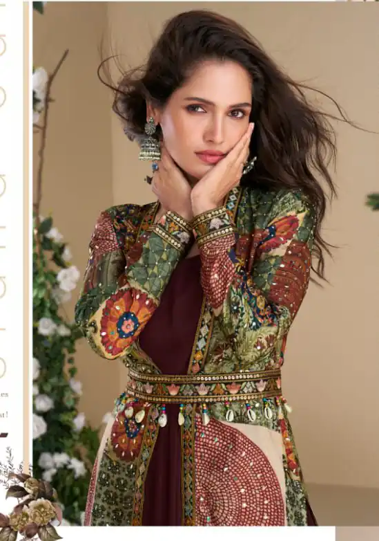 Wine Blooming Georgette Mirror Work Embroider Kurti | Kurti, Bollywood Kurti, Creative Kurtis, Designer Kurti, Party Wear Kurti, Selfie Kurti