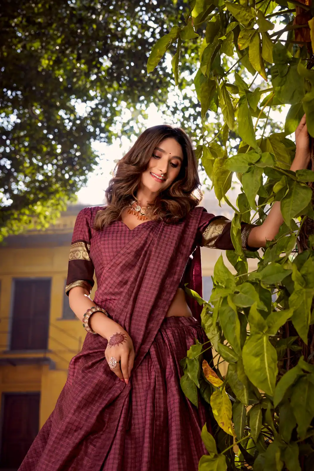 Wine Chettinad Cotton Chex Zari Work Lehenga Choli | Lehenga, Bollywood Lehenga, Creative Lehenga, Designer Lehenga, Embroidered Lehenga, Party Wear Lehenga