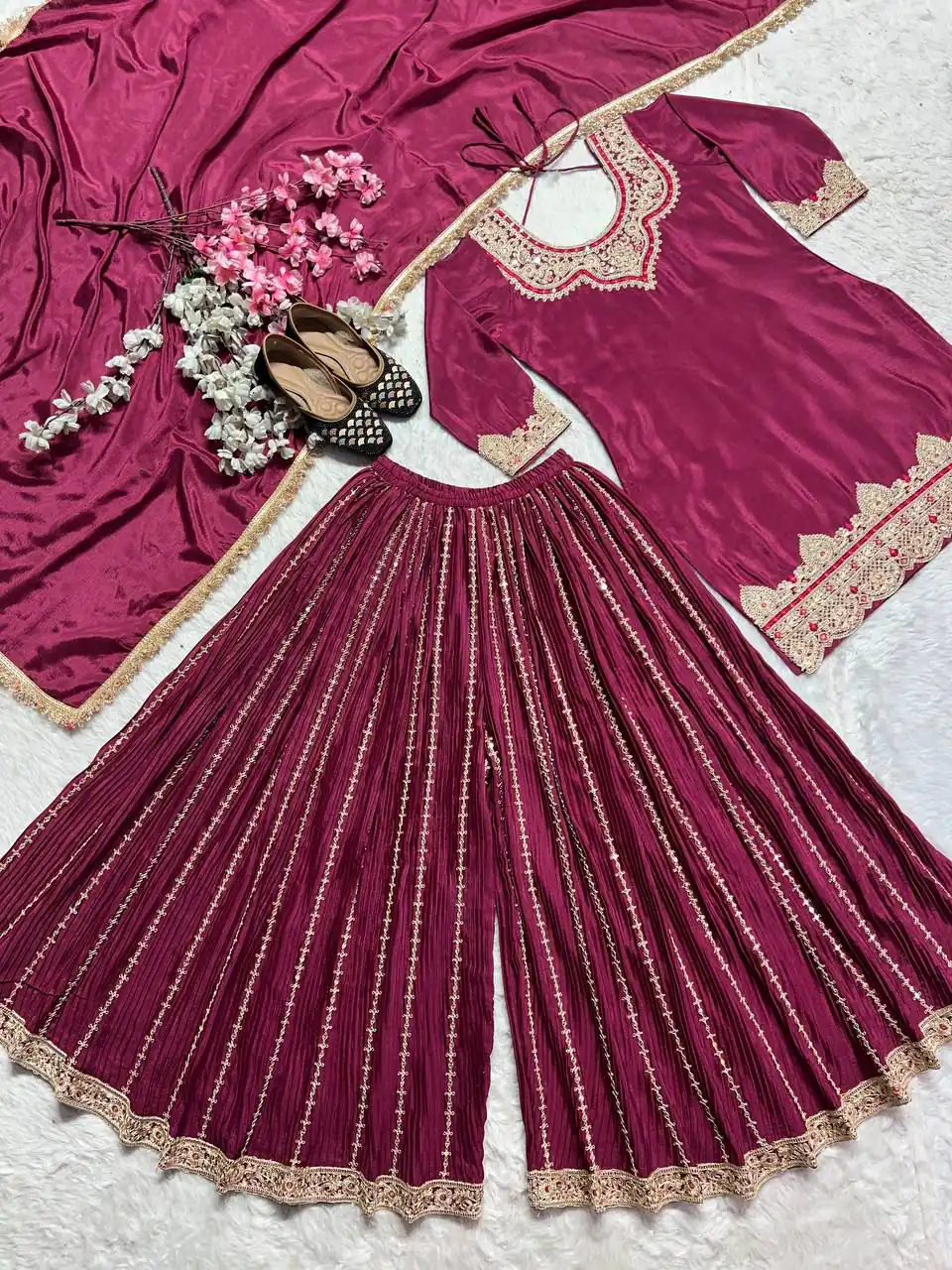 Wine Chinnon Silk Lace Embroidery Work Salwar Suit | Jump Suits, Salwar suit, Casual Suits, Creative suits, Designer Suits, Palazzo Suits, Party Wear Suits, Patiala Suits, Straight Suits