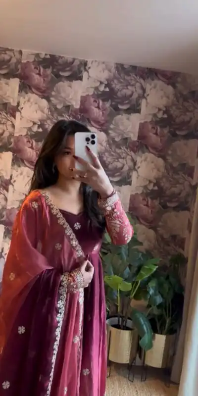 Wine Chinon Silk Thread Work Salwar Suit | Jump Suits, Salwar suit, Casual Suits, Creative suits, Designer Suits, Palazzo Suits, Party Wear Suits, Patiala Suits, Straight Suits