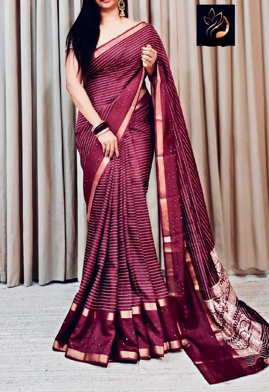 Wine Dola Silk Lace Border Sequins Work Saree | Sarees, Bollywood Sarees, Creative Sarees, Designer Sarees, Embroidered Sarees, Ethnic Saree, Modern Digital sarees, Party Wear Sarees