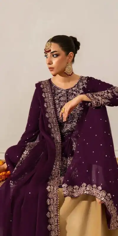 Wine Faux Georgette Lace Work Salwar Suit | Jump Suits, Salwar suit, Casual Suits, Creative suits, Designer Suits, Palazzo Suits, Party Wear Suits, Patiala Suits, Straight Suits