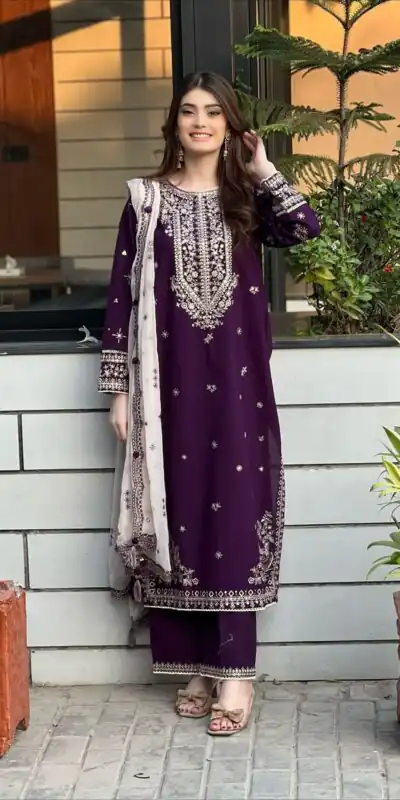 Wine Faux Georgette Sequence Work Salwar Suit | Jump Suits, Salwar suit, Casual Suits, Creative suits, Designer Suits, Palazzo Suits, Party Wear Suits, Patiala Suits, Straight Suits
