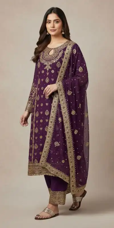 Wine Faux Georgette Sequence Work Salwar Suit | Jump Suits, Salwar suit, Casual Suits, Creative suits, Designer Suits, Palazzo Suits, Party Wear Suits, Patiala Suits, Straight Suits