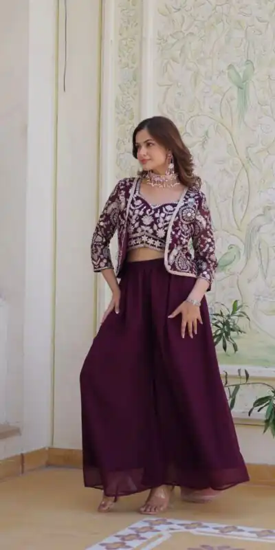 Wine Fox Georgette Embroidery Lace Work Anarkali Gown | Gowns, Bollywood Gowns, Creative Gowns, Designer Gowns, Embroidered Gowns, Party Wear Gowns, Straight Suits