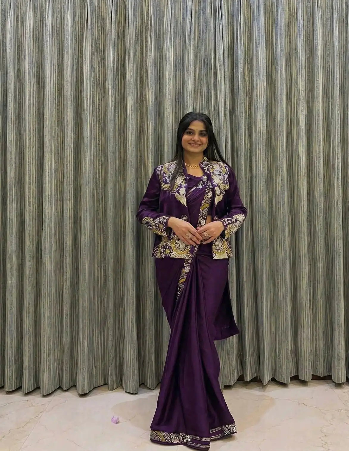 Wine French Crape Embroidery Work Saree | Sarees, Bollywood Sarees, Creative Sarees, Designer Sarees, Embroidered Sarees, Ethnic Saree, Modern Digital sarees, Party Wear Sarees