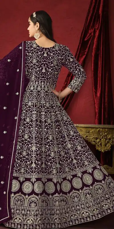 Wine Georgette Embroidery Salwar Suit | Salwar suit, Casual Suits, Creative suits, Designer Suits, Palazzo Suits, Party Wear Suits, Patiala Suits, Straight Suits
