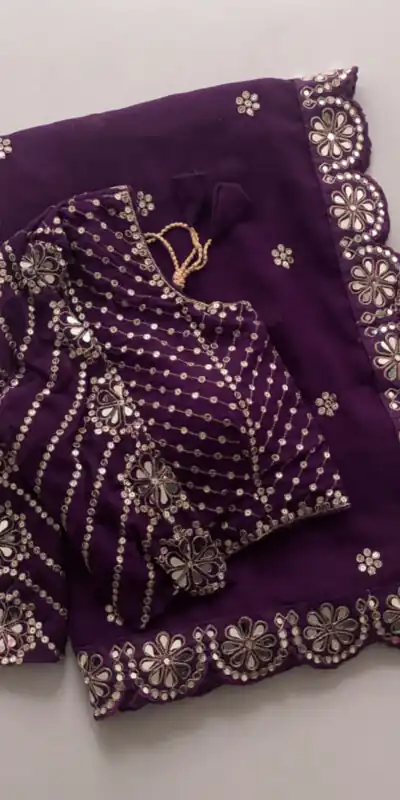 Wine Georgette Mirror Sequence Work Saree | Sarees, Bollywood Sarees, Creative Sarees, Designer Sarees, Embroidered Sarees, Ethnic Saree, Modern Digital sarees, Party Wear Sarees