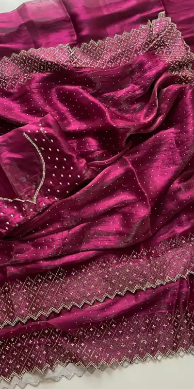 Wine Jimmy Choo Diamond Saree | Sarees, Bollywood Sarees, Creative Sarees, Designer Sarees, Embroidered Sarees, Ethnic Saree, Modern Digital sarees, Party Wear Sarees