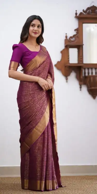Wine Lichi Silk Border Jacquard Work Saree | Sarees, Bollywood Sarees, Creative Sarees, Designer Sarees, Embroidered Sarees, Ethnic Saree, Modern Digital sarees, Party Wear Sarees