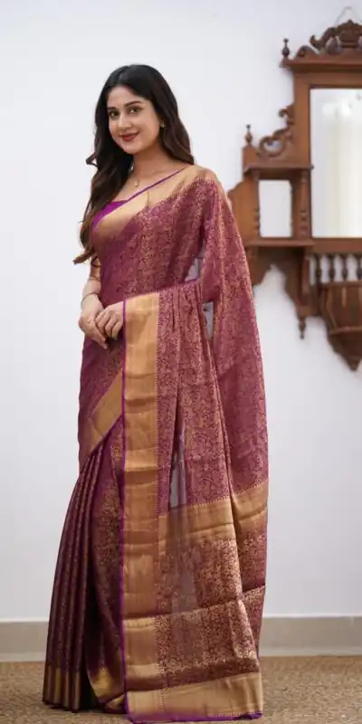Wine Lichi Silk Border Jacquard Work Saree | Sarees, Bollywood Sarees, Creative Sarees, Designer Sarees, Embroidered Sarees, Ethnic Saree, Modern Digital sarees, Party Wear Sarees