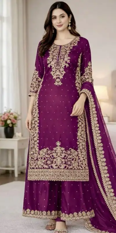 Wine Organza Silk Embroidery Work Salwar Suit | Jump Suits, Salwar suit, Casual Suits, Creative suits, Designer Suits, Palazzo Suits, Party Wear Suits, Patiala Suits, Straight Suits