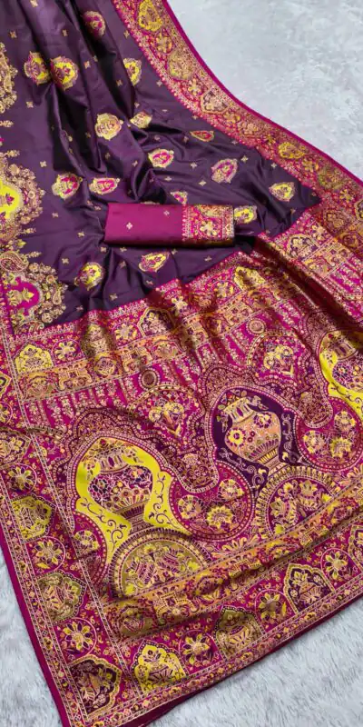 Wine Paithani Silk Border Lace Work Saree | Sarees, Bollywood Sarees, Creative Sarees, Designer Sarees, Embroidered Sarees, Ethnic Saree, Modern Digital sarees, Party Wear Sarees