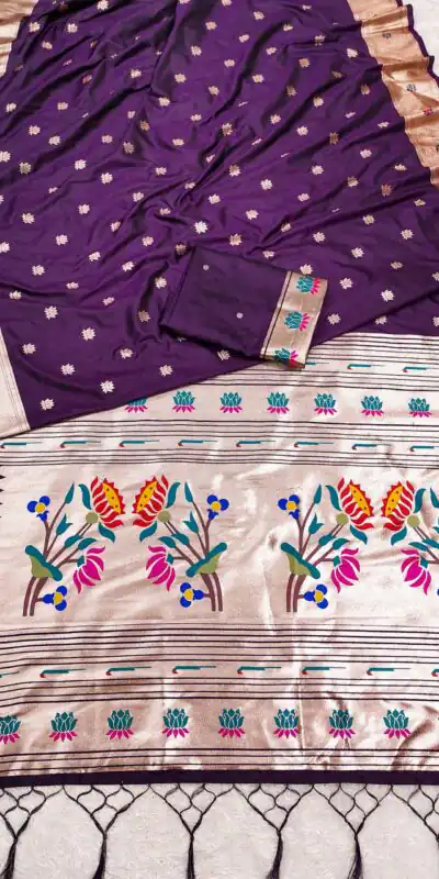 Wine Paithani Silk Lace Zari Work Saree | Sarees, Bollywood Sarees, Creative Sarees, Designer Sarees, Embroidered Sarees, Ethnic Saree, Modern Digital sarees, Party Wear Sarees