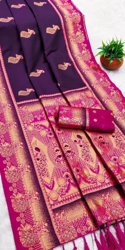 Wine Paithani Silk Zari Lace Work Saree | Sarees, Bollywood Sarees, Creative Sarees, Designer Sarees, Embroidered Sarees, Ethnic Saree, Modern Digital sarees, Party Wear Sarees