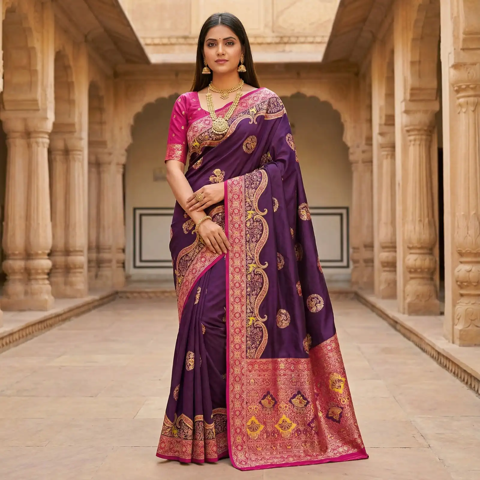 Wine Pashmina Silk Woven Lace Border Saree | Sarees, Bollywood Sarees, Creative Sarees, Designer Sarees, Embroidered Sarees, Ethnic Saree, Modern Digital sarees, Party Wear Sarees