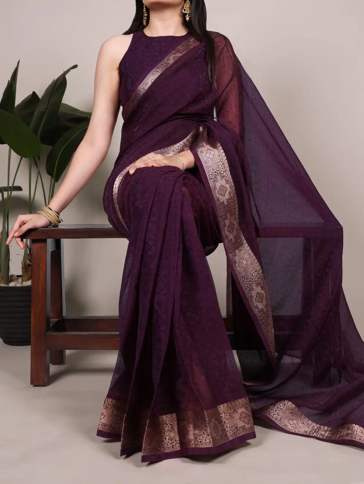 Wine Poly Shimmer With Zari Work Saree | Sarees, Bollywood Sarees, Creative Sarees, Designer Sarees, Embroidered Sarees, Ethnic Saree, Modern Digital sarees, Party Wear Sarees