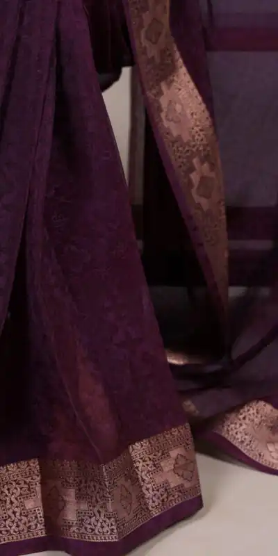 Wine Poly Shimmer With Zari Work Saree | Sarees, Bollywood Sarees, Creative Sarees, Designer Sarees, Embroidered Sarees, Ethnic Saree, Modern Digital sarees, Party Wear Sarees