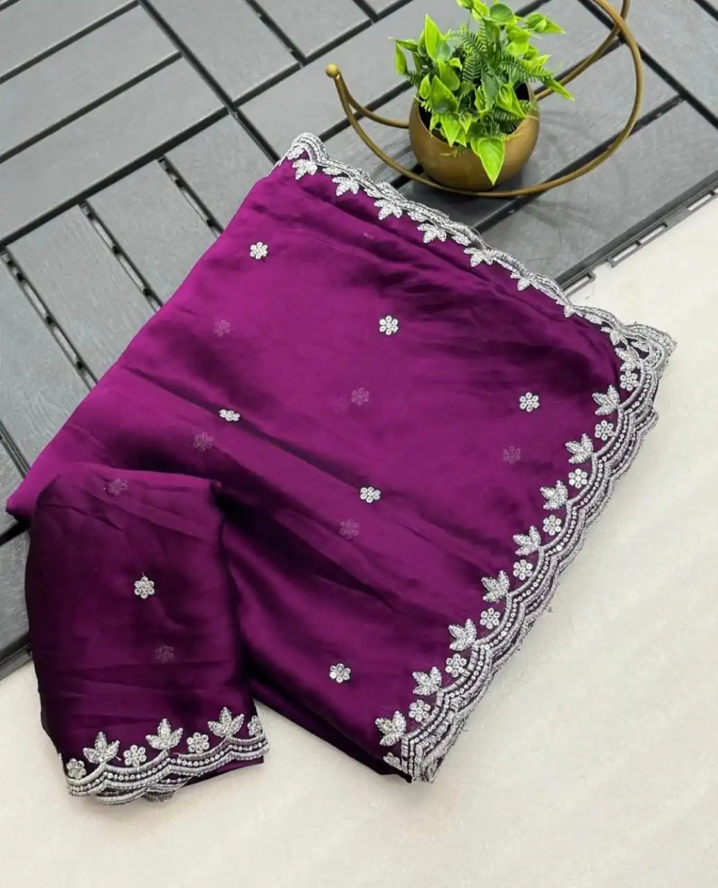 Wine Rangoli Chiffon Embroidery Cut Work Saree | Sarees, Bollywood Sarees, Creative Sarees, Designer Sarees, Embroidered Sarees, Ethnic Saree, Modern Digital sarees, Party Wear Sarees