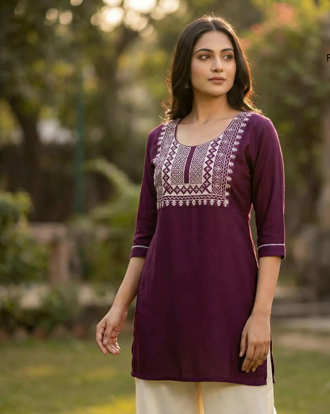 Wine Rayon Thread Work Kurti | Kurti, Bollywood Kurti, Creative Kurtis, Designer Kurti, Party Wear Kurti, Selfie Kurti