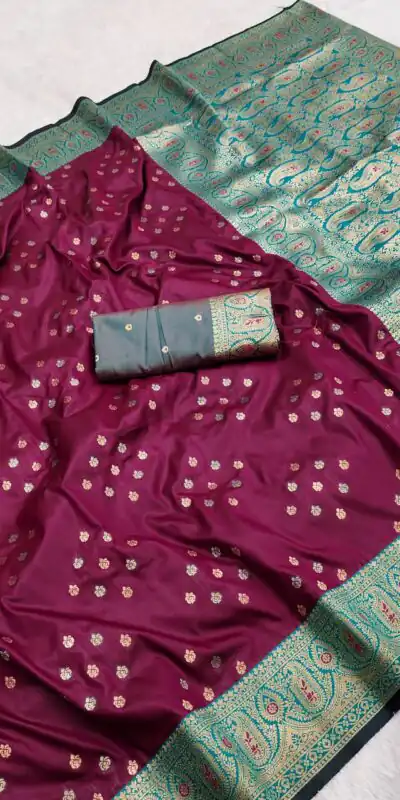 Wine Rich Banarasi Silk Zari Lace Work Saree | Sarees, Bollywood Sarees, Creative Sarees, Designer Sarees, Embroidered Sarees, Ethnic Saree, Modern Digital sarees, Party Wear Sarees