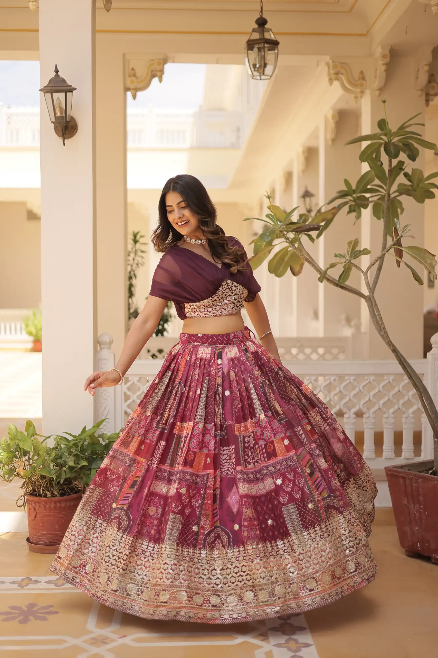 Wine Russian Silk Embroidery Work Lehenga Choli | Lehenga, Bollywood Lehenga, Creative Lehenga, Designer Lehenga, Embroidered Lehenga, Party Wear Lehenga