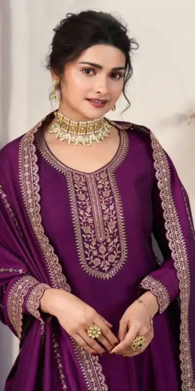Wine Silk Georgette Embroidery Work Salwar Suit | Jump Suits, Salwar suit, Casual Suits, Creative suits, Designer Suits, Palazzo Suits, Party Wear Suits, Patiala Suits, Straight Suits