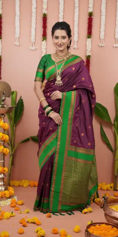 Wine Silk Paithni Weaving Zari Work Saree | Sarees, Bollywood Sarees, Creative Sarees, Designer Sarees, Embroidered Sarees, Ethnic Saree, Modern Digital sarees, Party Wear Sarees