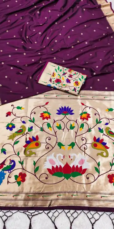 Wine Silk Zari Lace Work Saree | Sarees, Bollywood Sarees, Creative Sarees, Designer Sarees, Embroidered Sarees, Ethnic Saree, Modern Digital sarees, Party Wear Sarees