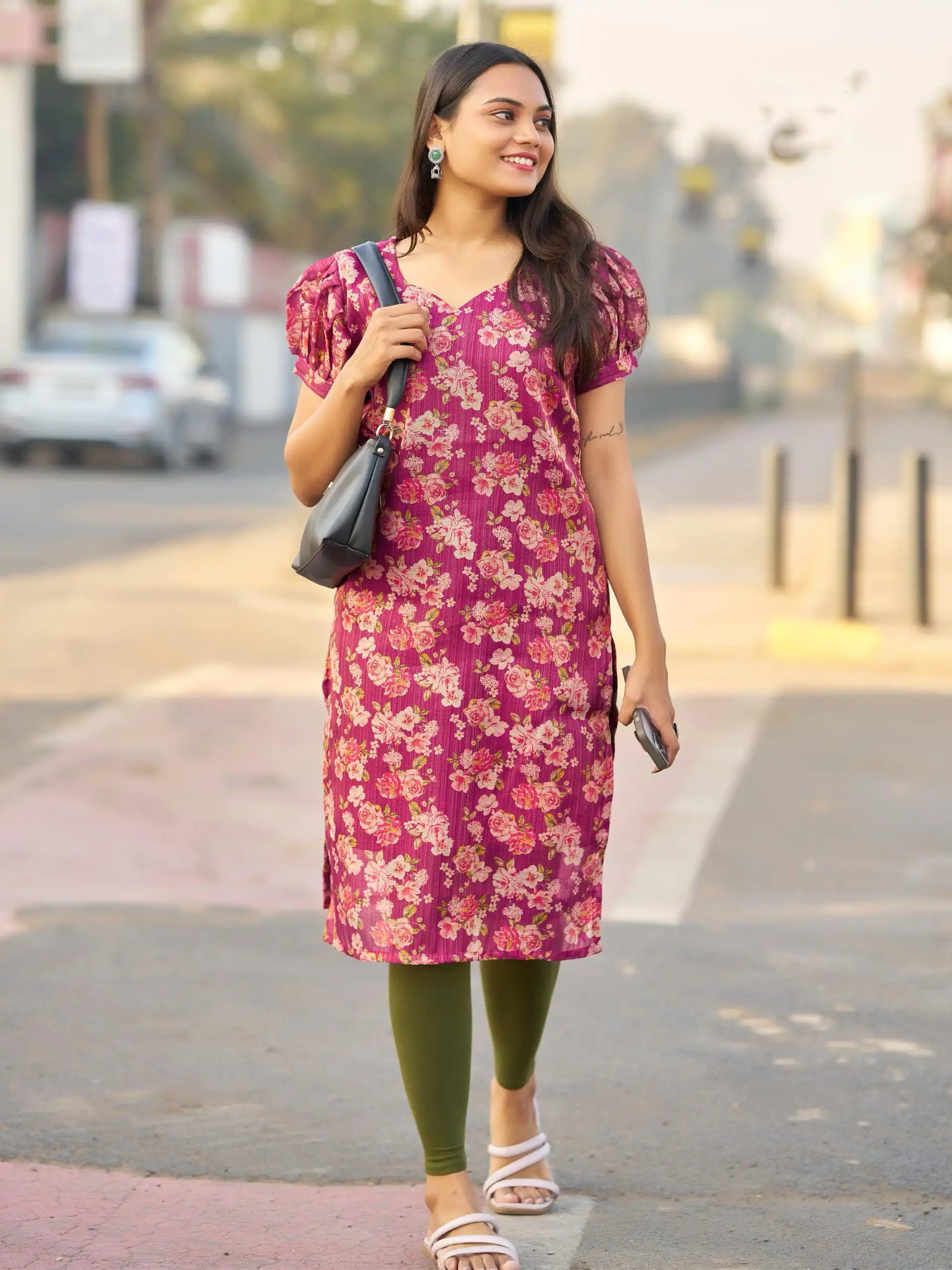 Wine Simmer Silk Office Wear Printed Kurti | Kurti, Bollywood Kurti, Creative Kurtis, Designer Kurti, Party Wear Kurti, Selfie Kurti
