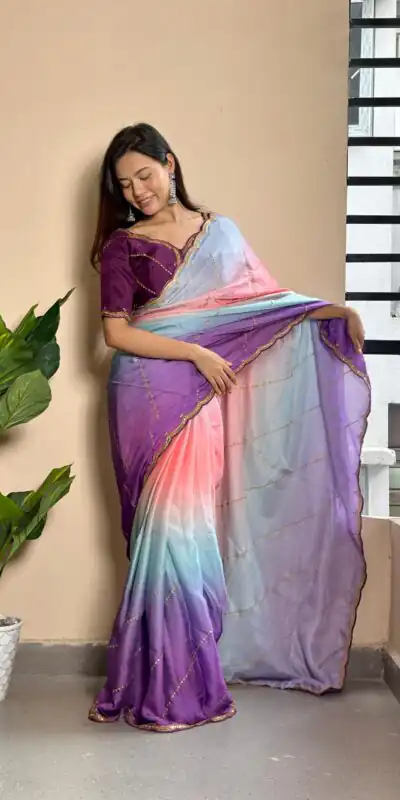 Wine Soft Georgette Satin With Digital Print Embroidery Work Saree | Sarees, Bollywood Sarees, Creative Sarees, Designer Sarees, Embroidered Sarees, Ethnic Saree, Modern Digital sarees, Party Wear Sarees