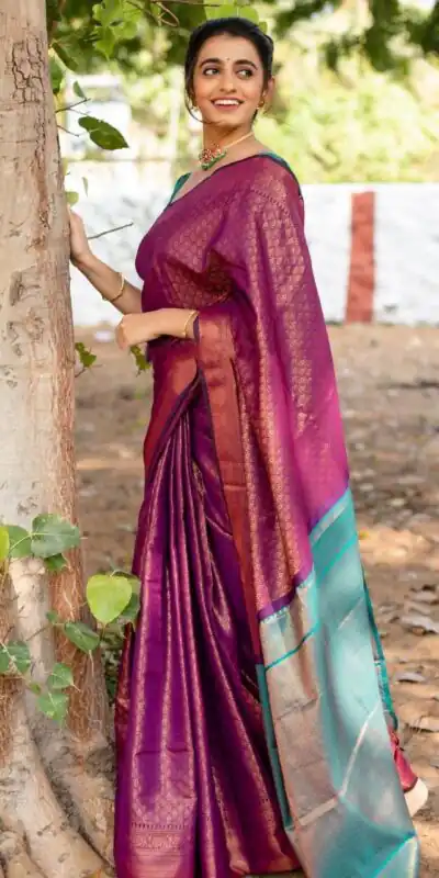Wine Soft Lichi Silk Jacquard Work Border Saree | Sarees, Bollywood Sarees, Creative Sarees, Designer Sarees, Embroidered Sarees, Ethnic Saree, Modern Digital sarees, Party Wear Sarees