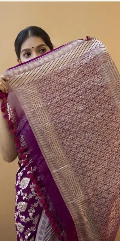 Wine Soft Lichi Silk Jacquard Zahlar Saree | Sarees, Bollywood Sarees, Creative Sarees, Designer Sarees, Embroidered Sarees, Ethnic Saree, Modern Digital sarees, Party Wear Sarees