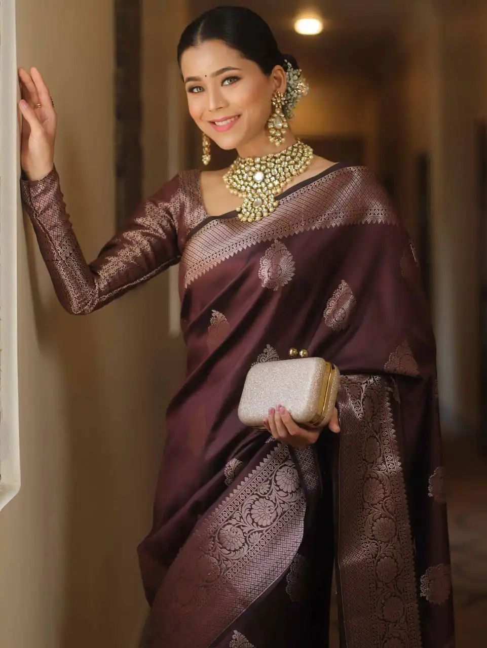 Wine Soft Lichi Silk Rich Pallu Border Saree | Sarees, Bollywood Sarees, Creative Sarees, Designer Sarees, Embroidered Sarees, Ethnic Saree, Modern Digital sarees, Party Wear Sarees