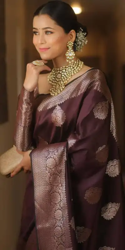 Wine Soft Lichi Silk Rich Pallu Border Saree | Sarees, Bollywood Sarees, Creative Sarees, Designer Sarees, Embroidered Sarees, Ethnic Saree, Modern Digital sarees, Party Wear Sarees