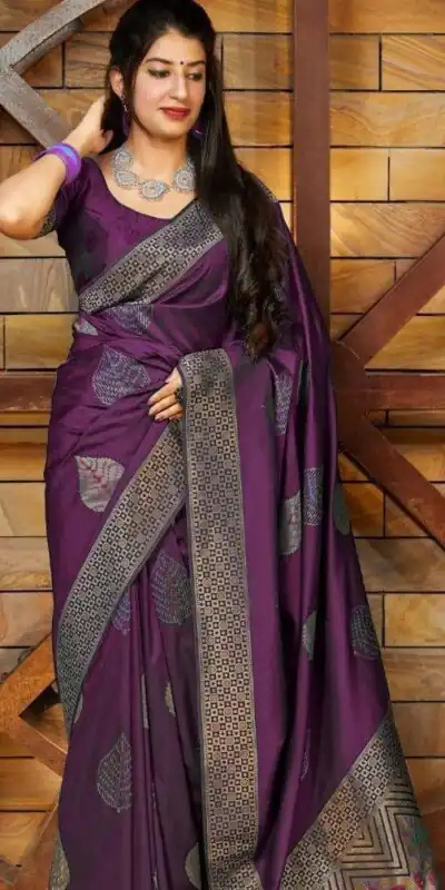 Wine Soft Lichi Silk Saree | Sarees, Bollywood Sarees, Creative Sarees, Designer Sarees, Embroidered Sarees, Ethnic Saree, Modern Digital sarees, Party Wear Sarees