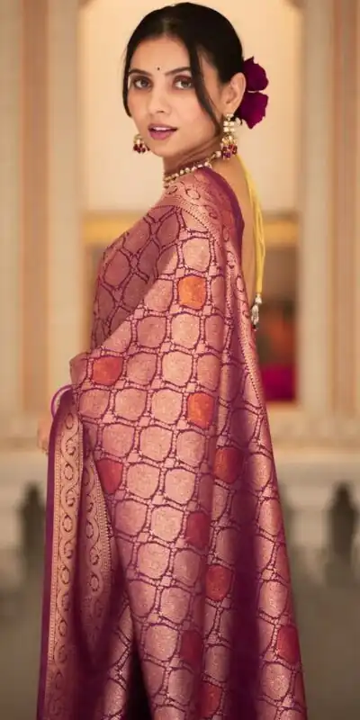 Wine Soft Lichi With Jacquard Work Silk Saree | Sarees, Bollywood Sarees, Creative Sarees, Designer Sarees, Embroidered Sarees, Ethnic Saree, Modern Digital sarees, Party Wear Sarees