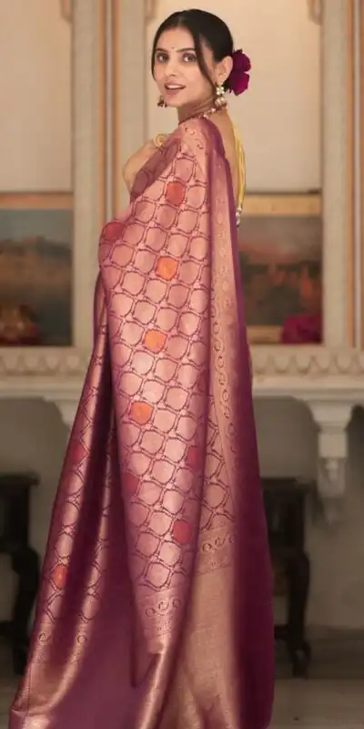 Wine Soft Lichi With Jacquard Work Silk Saree | Sarees, Bollywood Sarees, Creative Sarees, Designer Sarees, Embroidered Sarees, Ethnic Saree, Modern Digital sarees, Party Wear Sarees