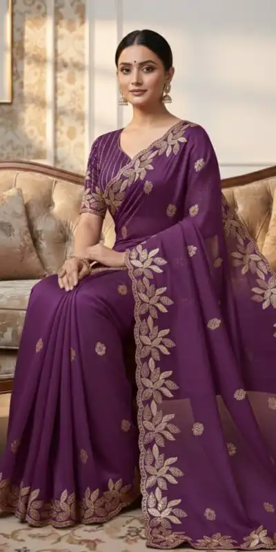 Wine Soft Organza Silk With Sequins Work Saree | Sarees, Bollywood Sarees, Creative Sarees, Designer Sarees, Embroidered Sarees, Ethnic Saree, Modern Digital sarees, Party Wear Sarees