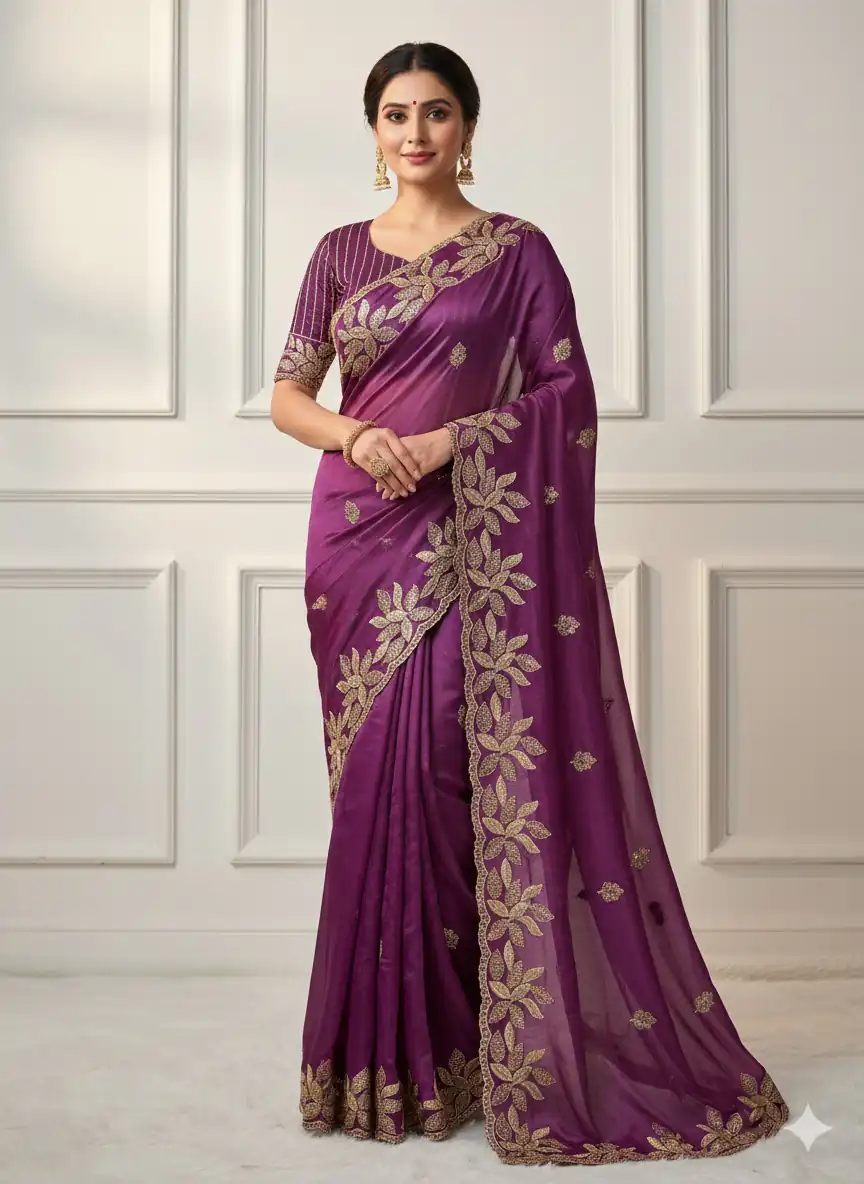 Wine Soft Organza Silk With Sequins Work Saree | Sarees, Bollywood Sarees, Creative Sarees, Designer Sarees, Embroidered Sarees, Ethnic Saree, Modern Digital sarees, Party Wear Sarees