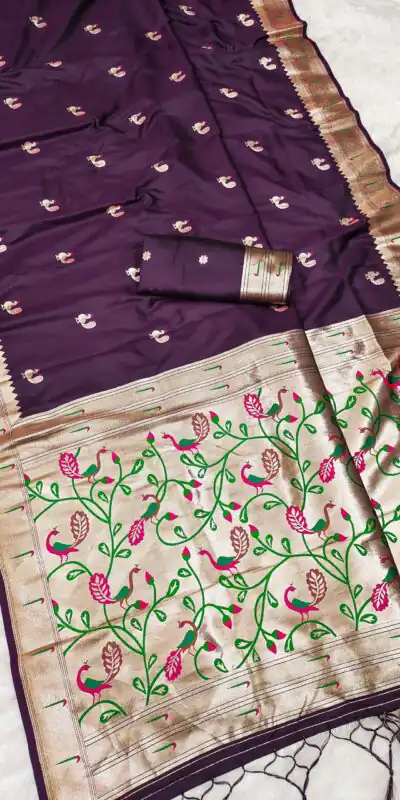 Wine Soft Paithani Silk Lace Zari Work Saree | Sarees, Bollywood Sarees, Creative Sarees, Designer Sarees, Embroidered Sarees, Ethnic Saree, Modern Digital sarees, Party Wear Sarees