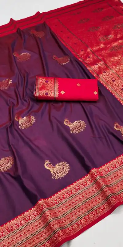 Wine Soft Silk Zari Lace Work Saree | Sarees, Bollywood Sarees, Creative Sarees, Designer Sarees, Embroidered Sarees, Ethnic Saree, Modern Digital sarees, Party Wear Sarees